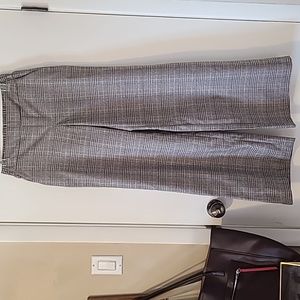 NWT Plaid Wide Leg Trousers Pants Pockets Elastic Waist
